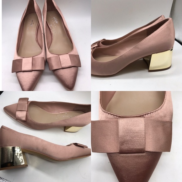 Shoes - Lord & Taylor 424 fifth pink bow pumps w gold heel